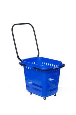 Large Capacity Supermarket Shopping Basket with High Quality Tyre