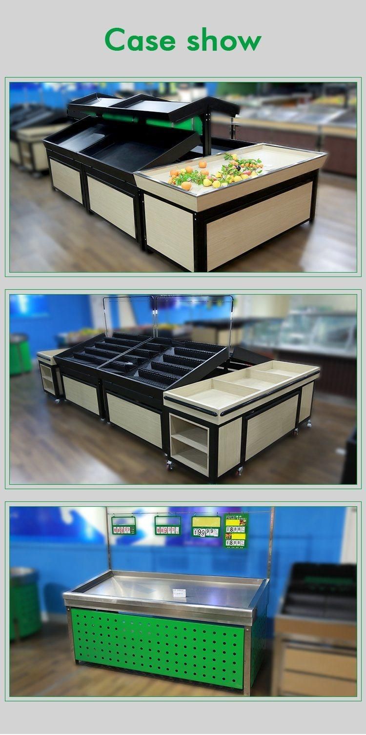 Supermarket Hot Sale Commercial Wagon Style Wooden Fruit Shop Shelves