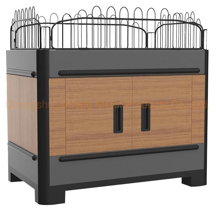 Supermarket Convenience Store Exhibition Luxury Wooden Grain Promotion Desk Counter