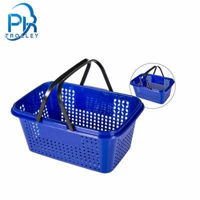 Hot Selling Double Plastic Handle Plastic Shopping Basket for Supermarket