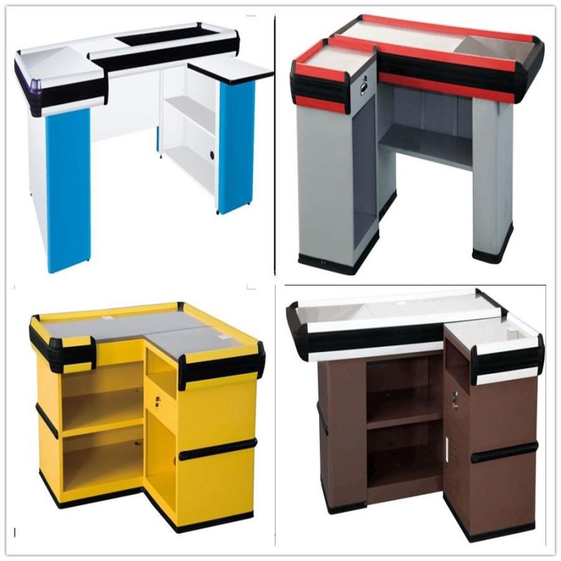 Supermarket Curved Check out Cash Counter with Belt