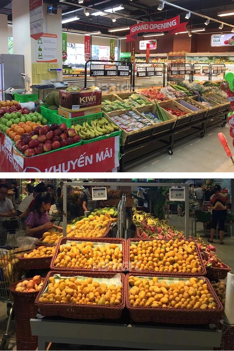 Supermarket Store Display Metal Wooden Fruit and Vegetable Stand Rack