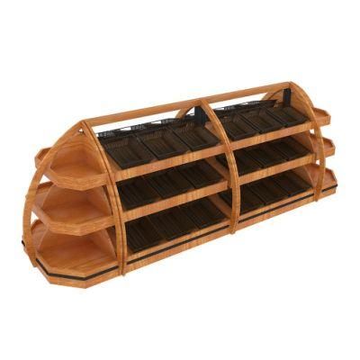 Wooden Supermarket Fruit and Vegetable Display Rack Shelf
