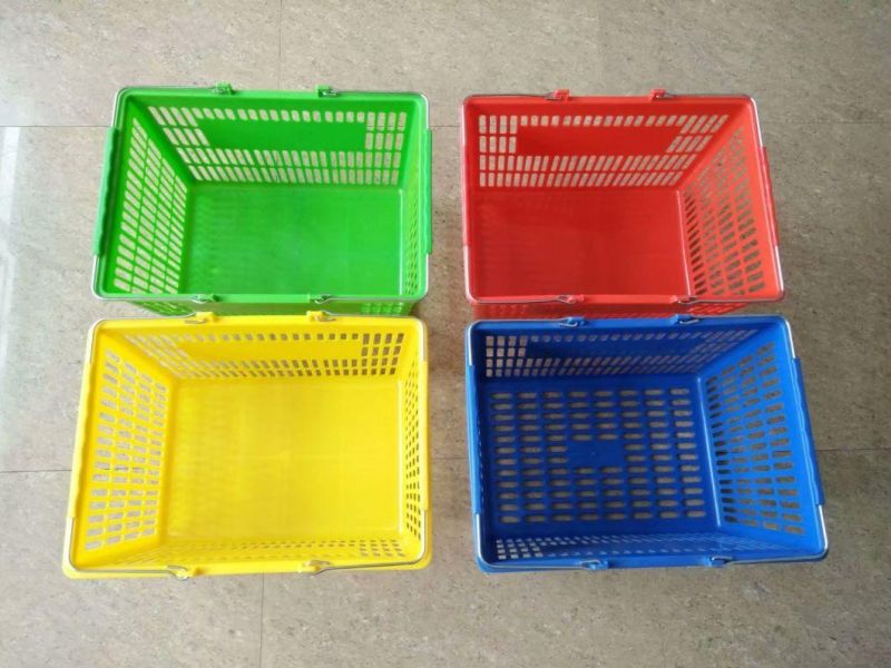 Double Metal Hands Plastic Shopping Basket (YD-B02)
