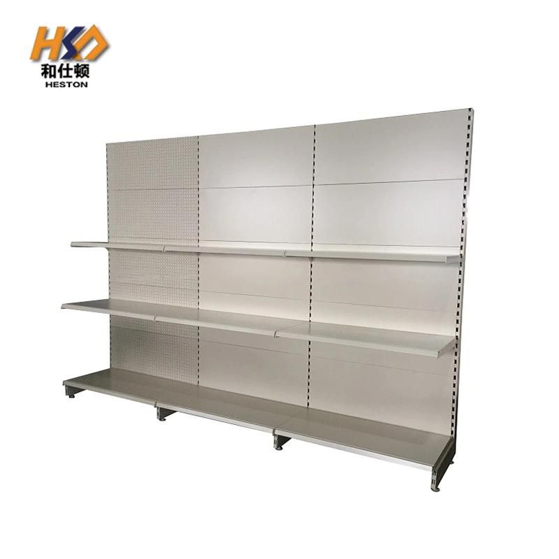 Metal and Wood Material Gondola Supermarket Display Shelf