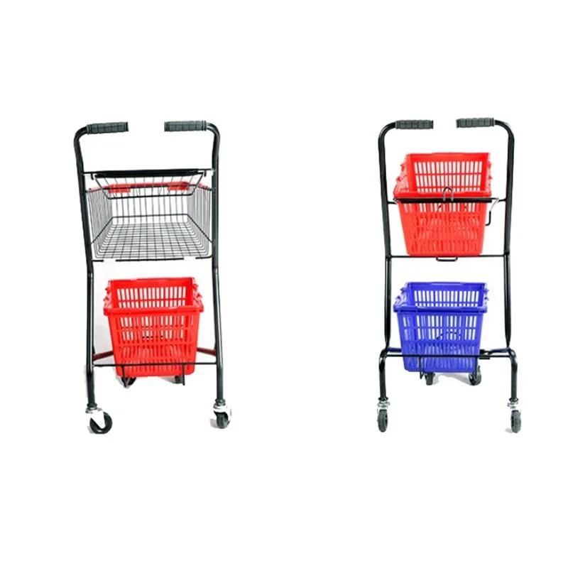 Supermarket Shopping Trolleys with Plastic Baskets