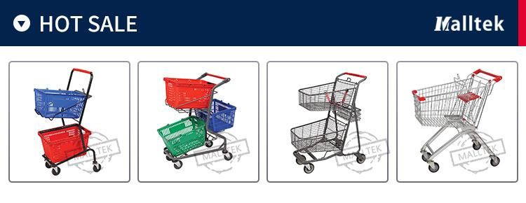 Japanese Double Layer Hand Basket Supermarket Shopping Trolley Cart for Grocery Store
