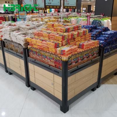 Customized Supermarket Food Display Stand Supermarket Wood Promotion Table