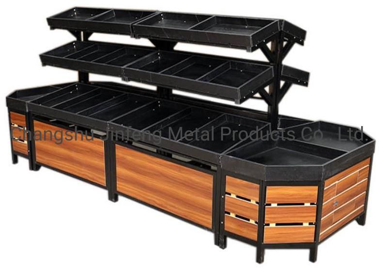 Supermarket Display Rack Customizable Vegetable and Fruit Shelves with Wood