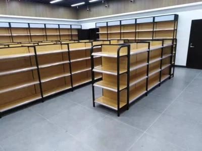 Fashion Design Supermarket Wood and Steel Display Rack