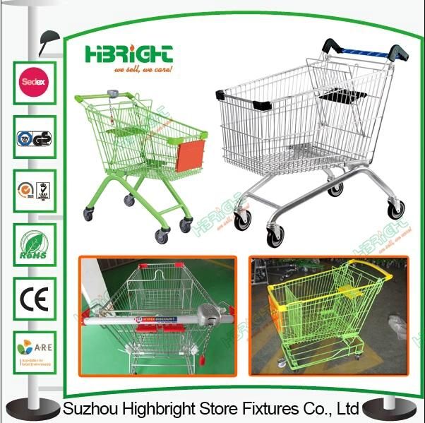 European Popular Metal U Shape Handle Shopping Cart