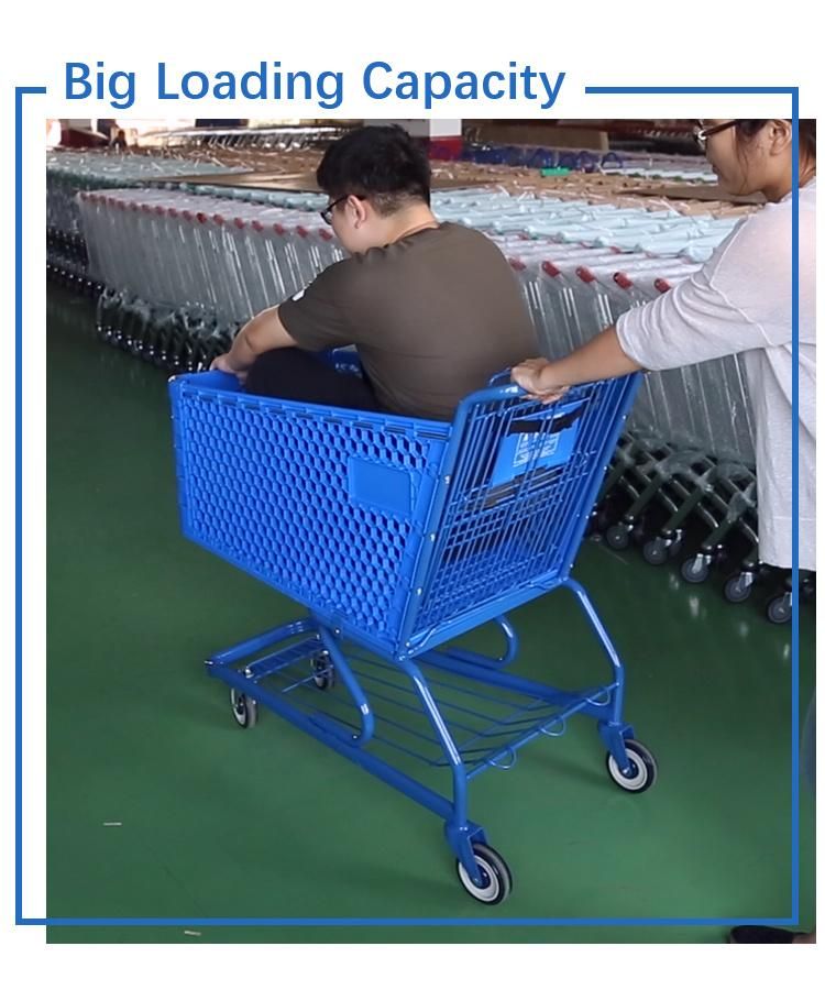 American Style Plastic Supermarket Shopping Trolley Cart with Baby Seat