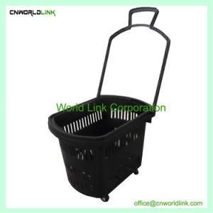Hand Pull Mall Vegetable Plastic Reusable Shopping Basket