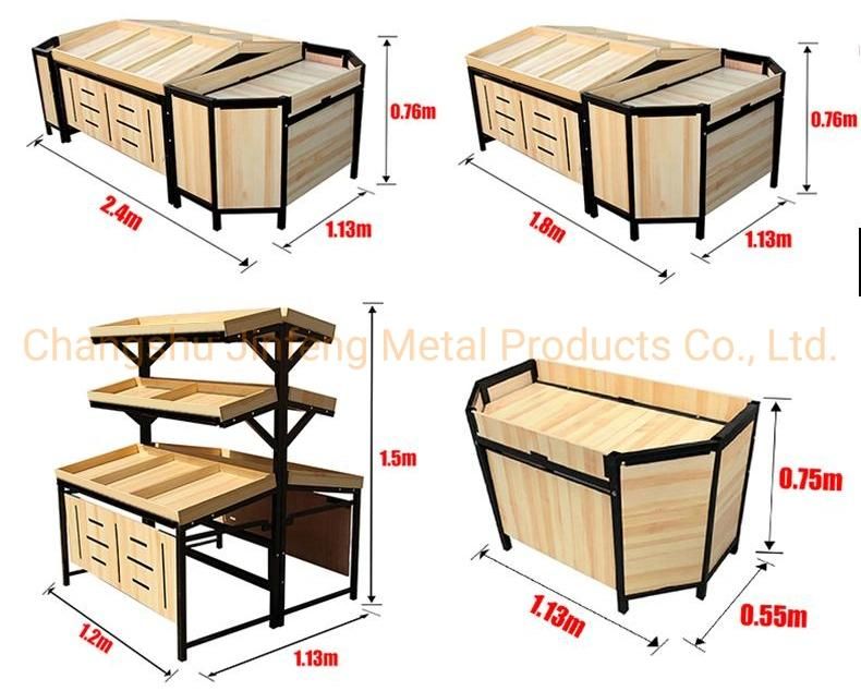 Supermarket Wooden Display Rack Vegetable and Fruit Display Shelf