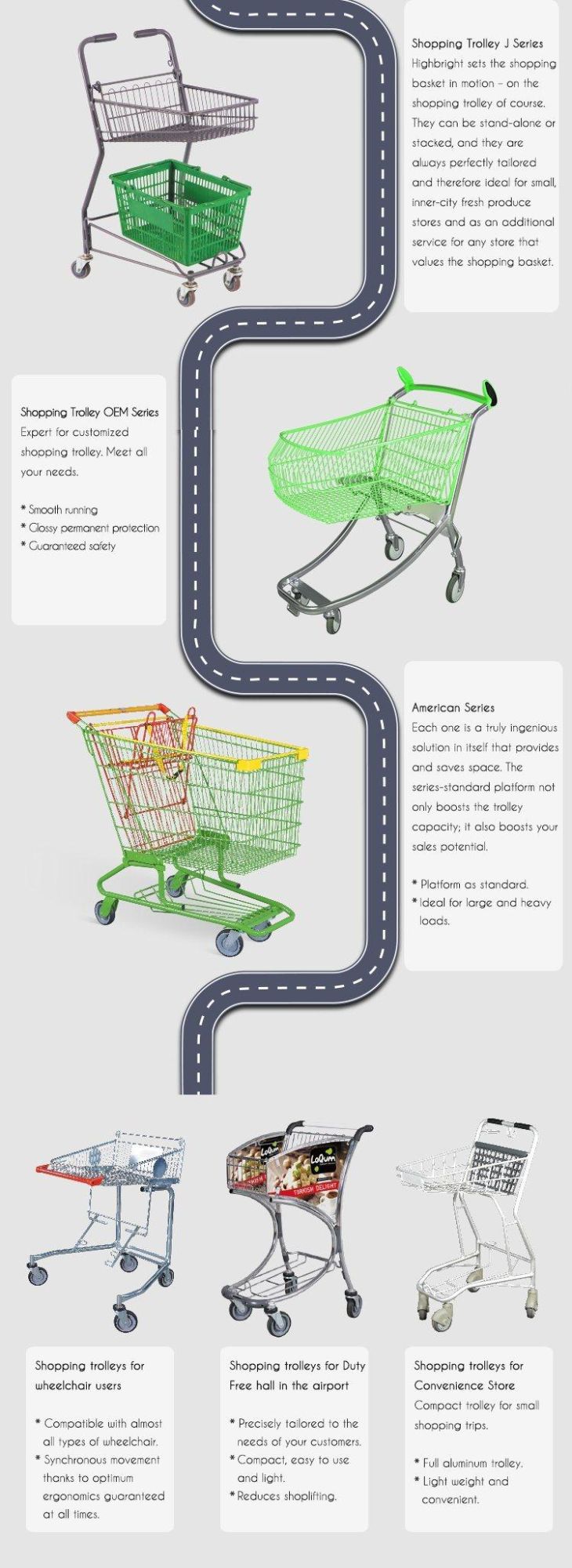 Priced Hyper Market Push Cart Metal Shopping Trolley Cart