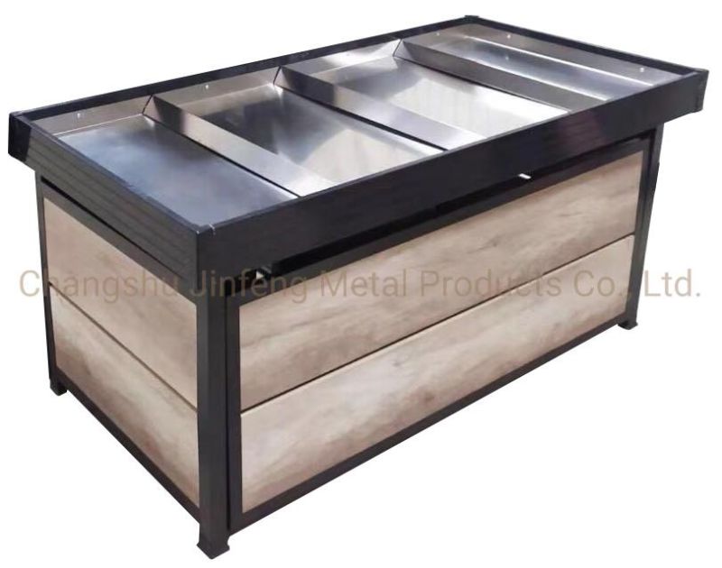 Supermarket Steel-Wood Display Stand Retail Store Rack Shelf for Fruit and Vegetable
