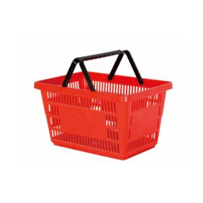 Hot Sale Supermarket Plastic Basket with Two Handle Shopping Basket
