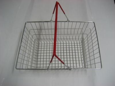 Supermarket Shopping Metal Wire Basket with Handles