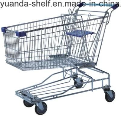 Chrome Plated Asian Style Supermarket Shopping Trolley Cart