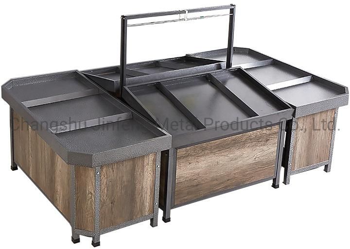 Supermarket Steel-Wood Fruit & Vegetable Display Stand Vegetable and Fruit Rack Shelf