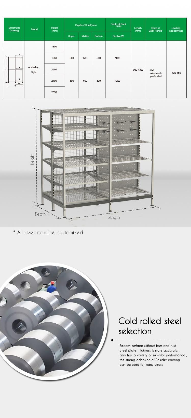 Light Duty Convenient Easy Installation Store Retail Storage Shelf