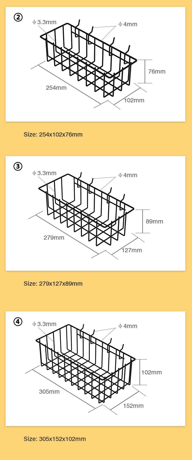 Pegboard Merchandiser Shallow Shelving Hanging Wire Basket