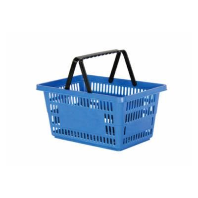 Solid Plastic Supermarket Shopping Basket with Two Handle
