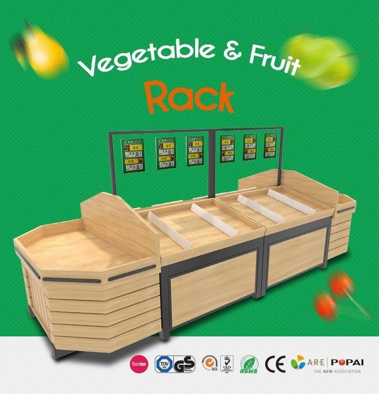 Supermarket Hot Sale Commercial Wagon Style Wooden Fruit Shop Shelves