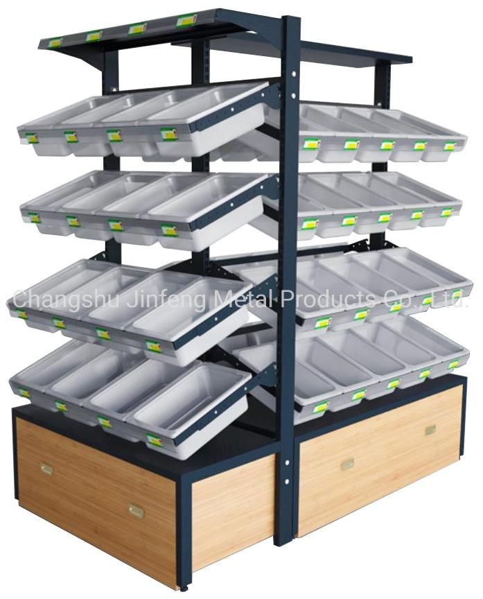 Supermarket Wooden Shelves for Bulk Food Wooden Display Rack