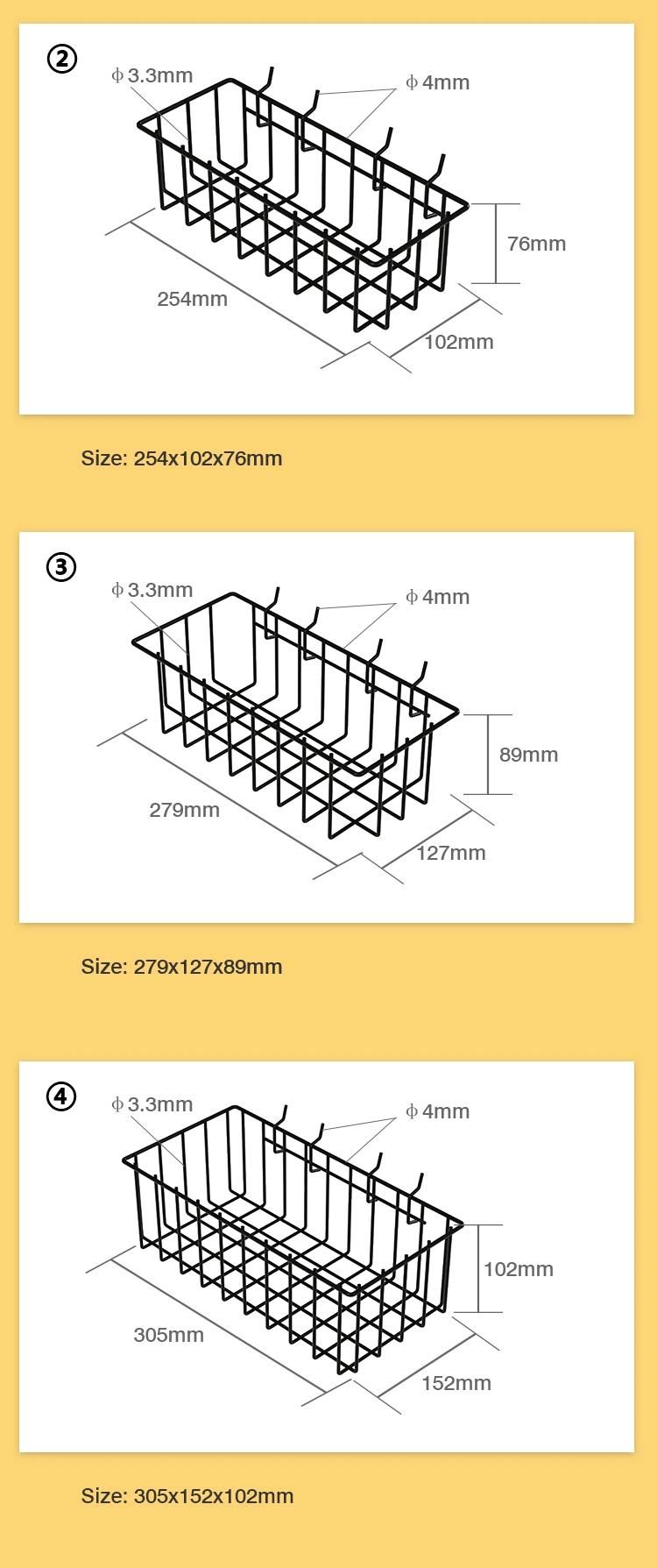 Shop Fitting Display Rack Accessory Steel Wire Pegboard Basket