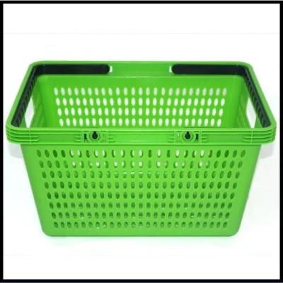 Plastic Supermarket Shopping Basket with Double Handles