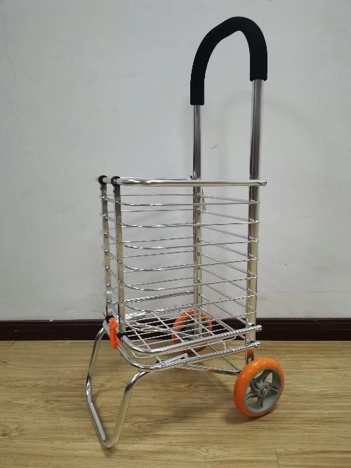 China Cheap Aluminum Food Folding Shopping Cart with Two Swivel Wheels