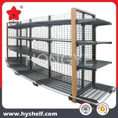 Supermarket Retail Wire Mesh Back Gondola Shelving Rack