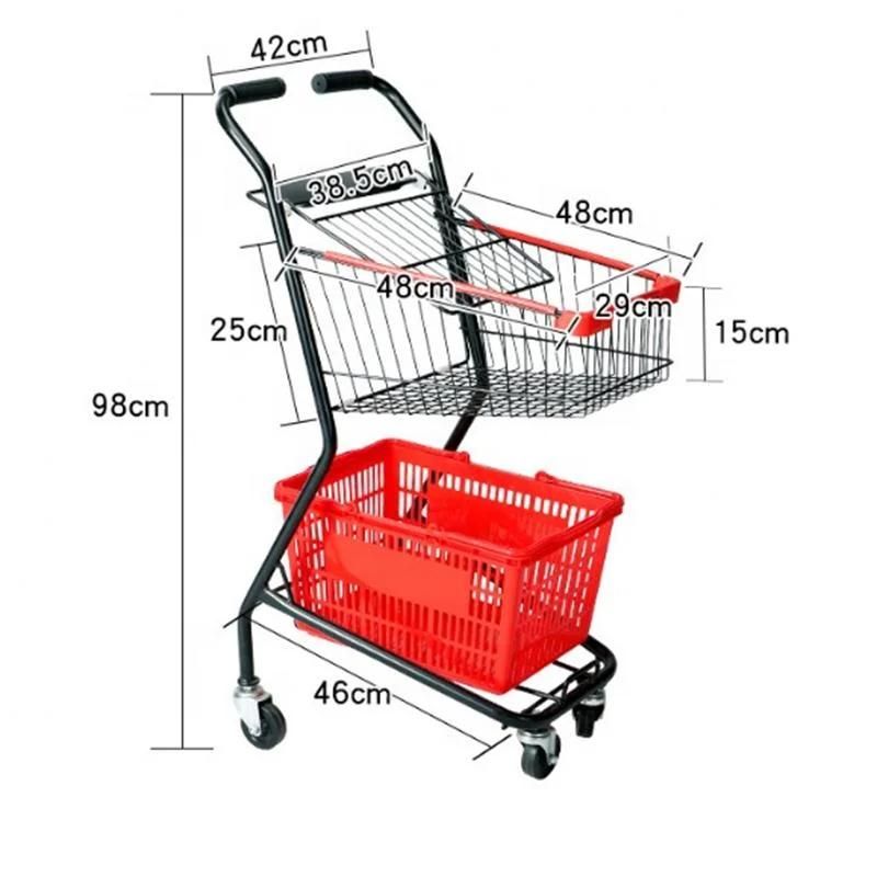 Supermarket Shopping Trolleys with Plastic Baskets