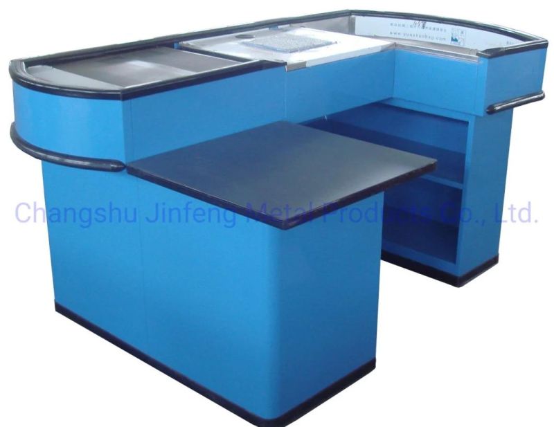 Supermarket Metal Cashier Desk Checkout Counter Cashier Table Jf-Cc-112