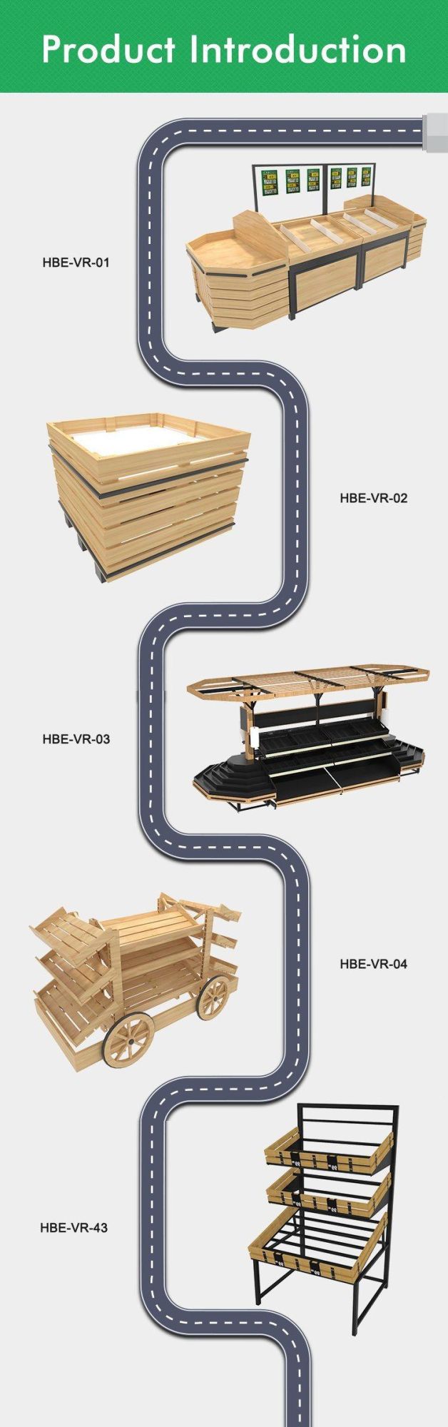 Supermarket Hot Sale Commercial Wagon Style Wooden Fruit Shop Shelves