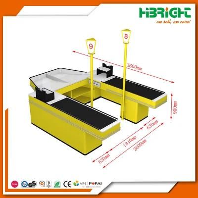 Supermarket Equipment Electrical Checkout Cash Counter with Conveyor Belt