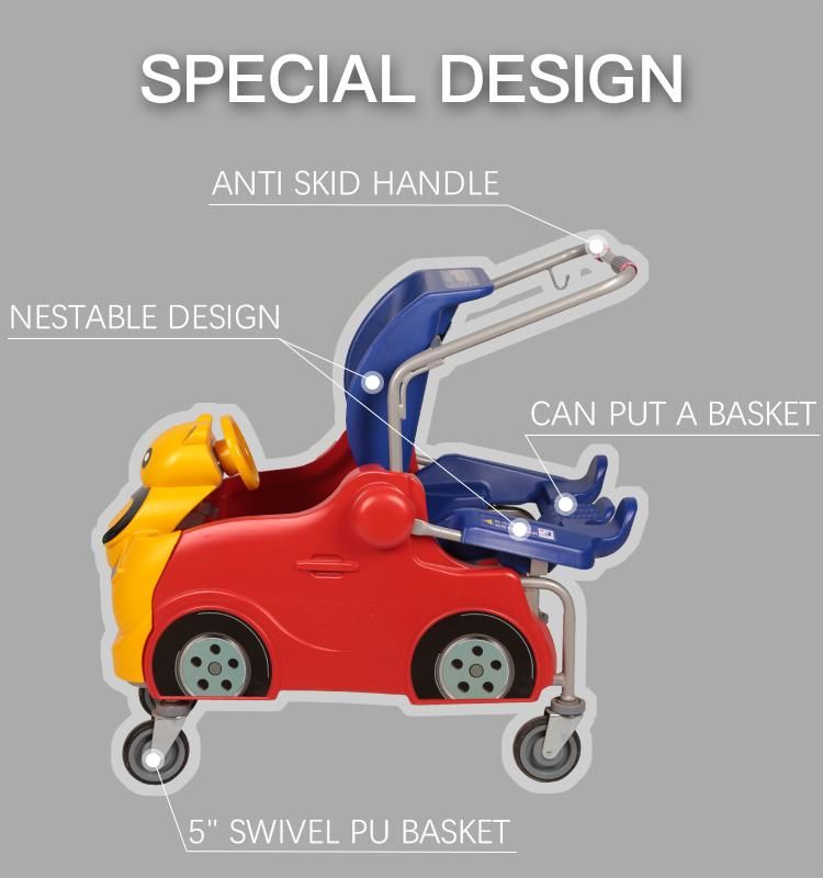 New Design Supermarket Kiddie Shopping Cart with Basket Holder