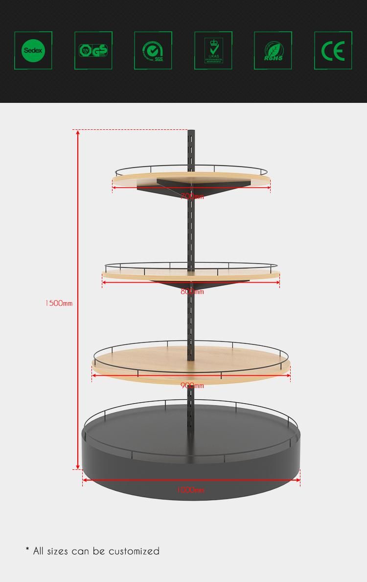 Round Wooden Wine Display for Supermarket
