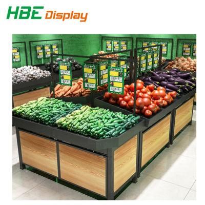 Wooden Supermarket Hypermarket Vegetable and Fruit Display Rack