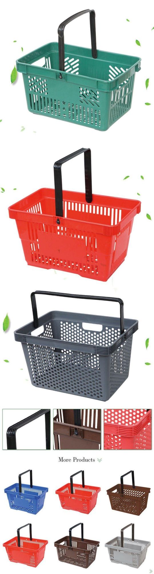Plastic Baskets Supermarket Basket 23L Plastic Hand Shopping Basket