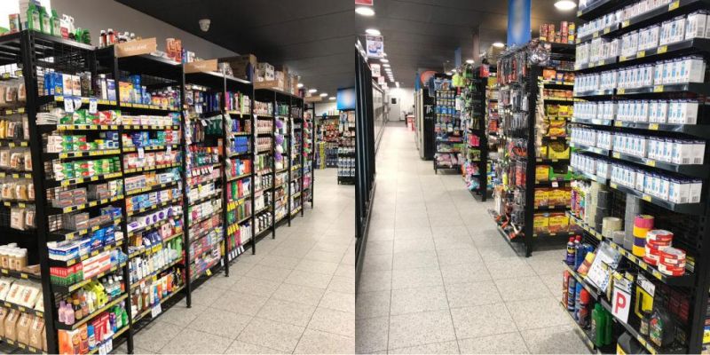 Open Grocery Supermarket Equipment Shelving Checkout Counter Design Store