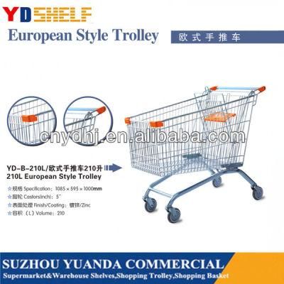 European Style Supermarket Shopping Trolley Cart with Wheels