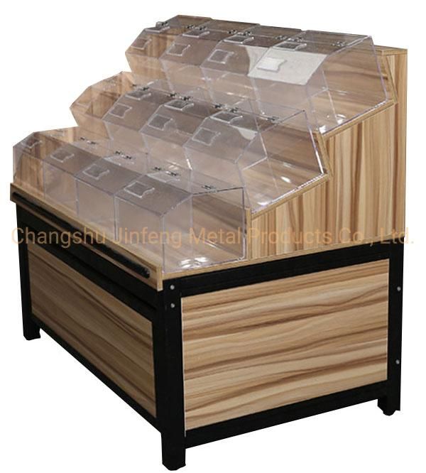 Supermarket Wooden Shelving Bulk Food Display Rack