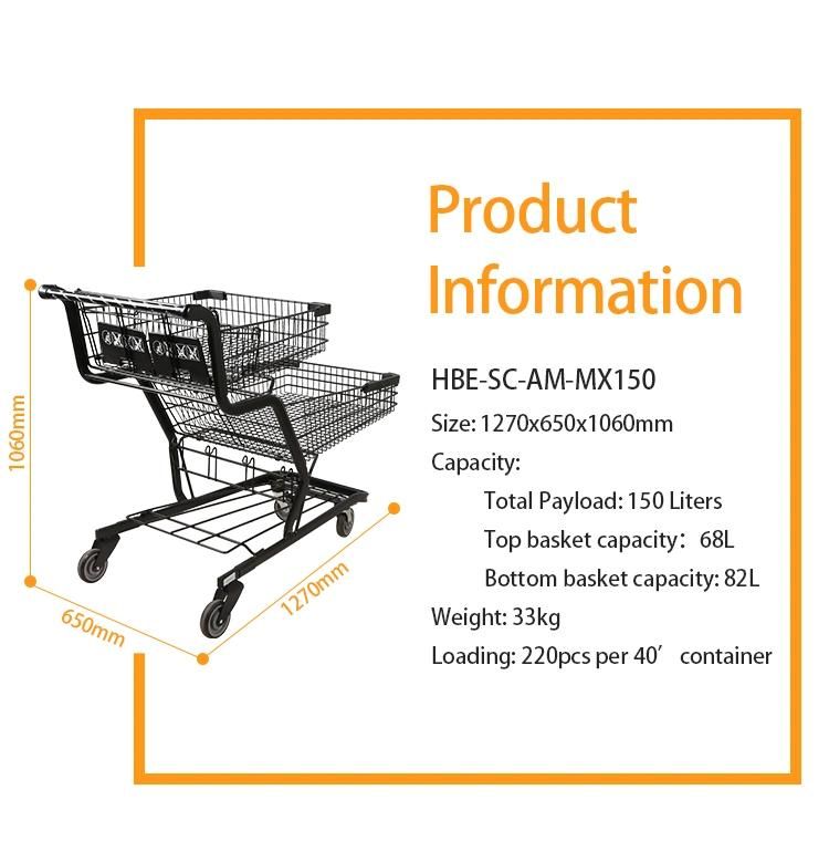 Durable Double Basket Econamy Express Two-Tier Shopping Cart