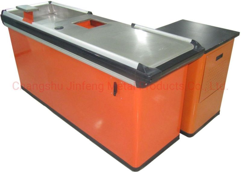 Retail Convenience Store Cash Table Checkout Counter for Supermarket with Wooden Desktop