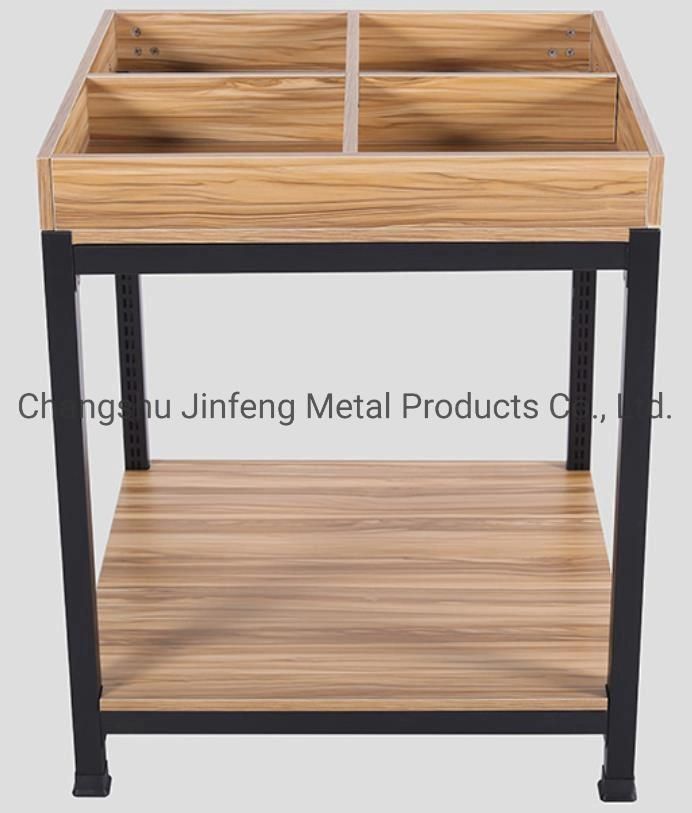 Supermarket Milk Steel-Wood Display Stand Convenience Store Beverage Promotional Table