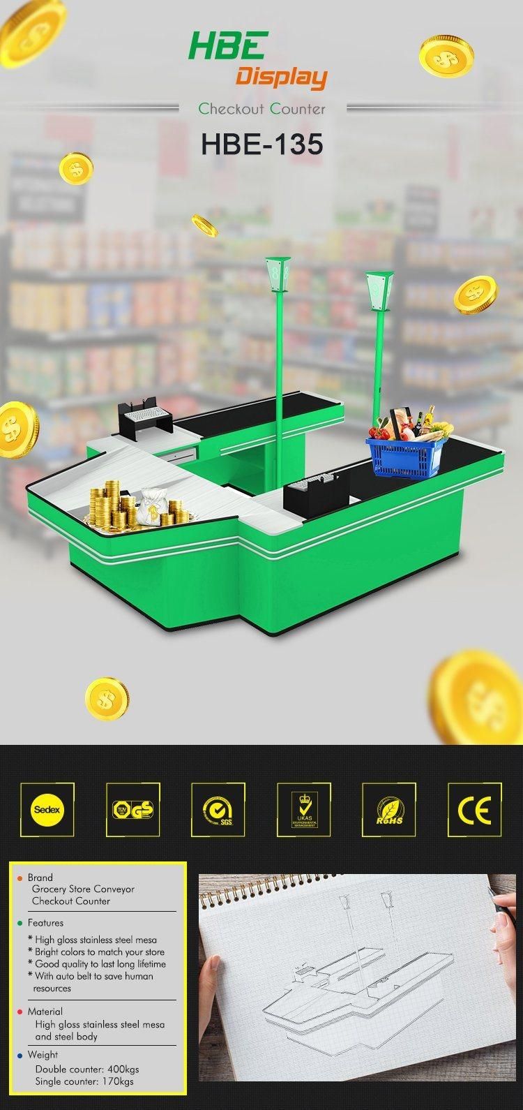 Supermarket Awesome Customized Convenience Store Counter with Conveyor Belt