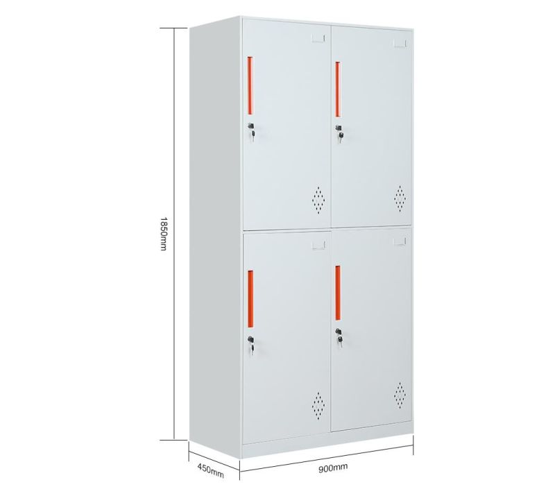 Changing Room Metal 4 Door Storage Clothes Locker Wardrobe