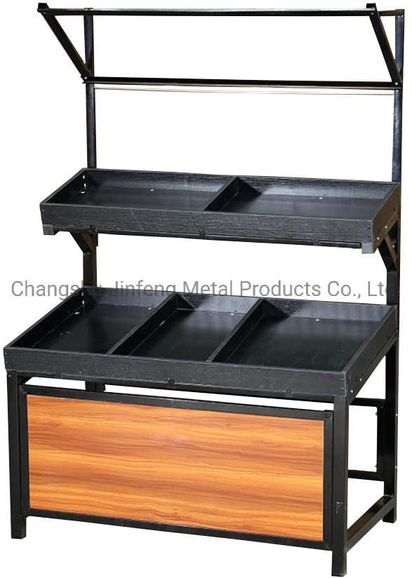 Supermarket Display Rack Customizable Vegetable and Fruit Shelves with Wood